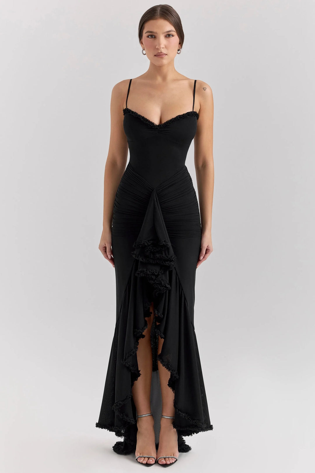 Lydia Waterfall Ruffle Gown