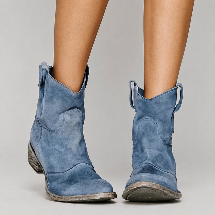 Charlotte Suede Western Ankle Boots