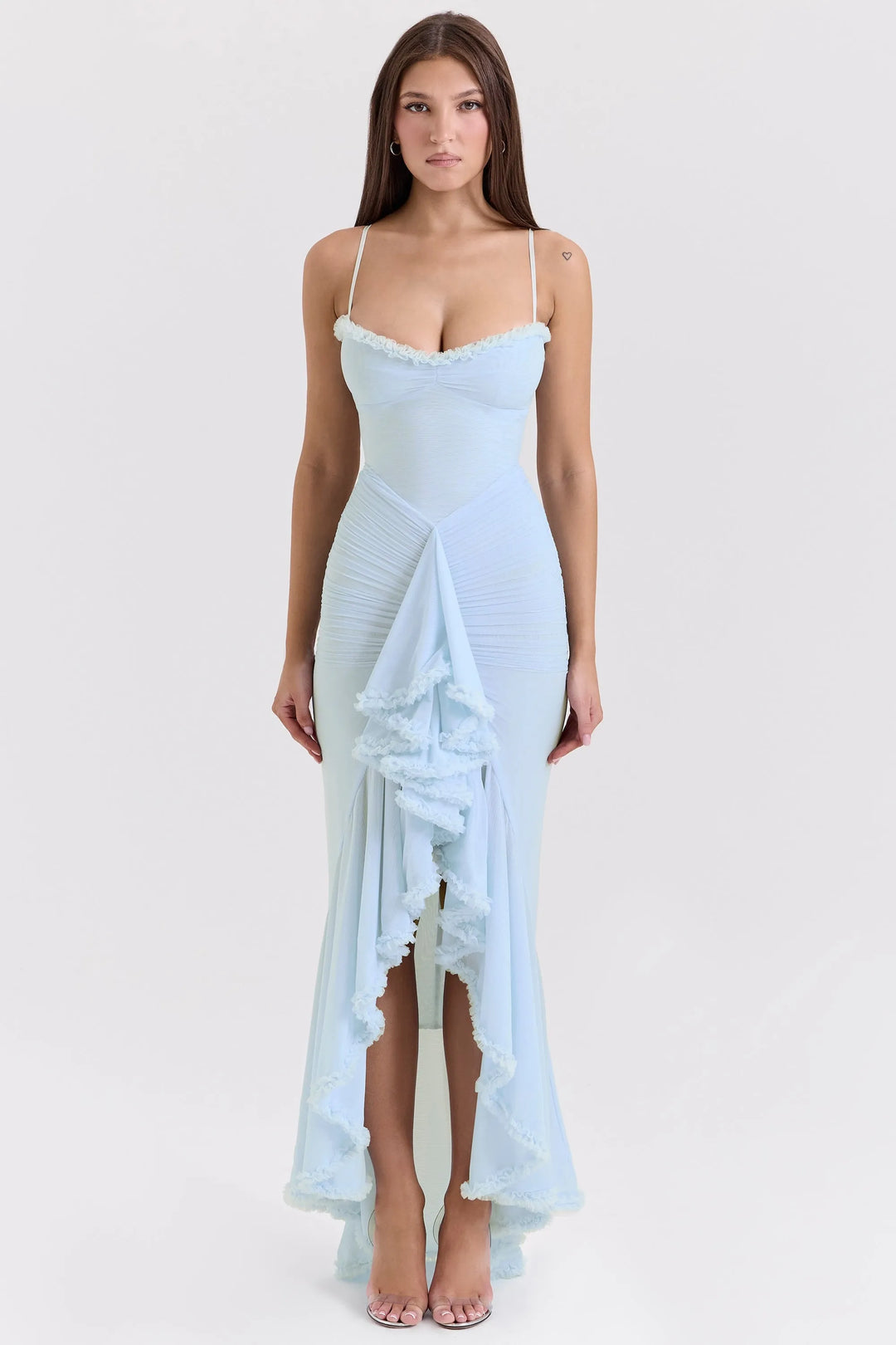 Lydia Waterfall Ruffle Gown