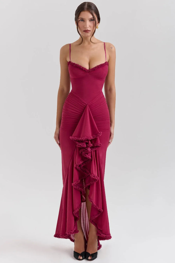 Lydia Waterfall Ruffle Gown