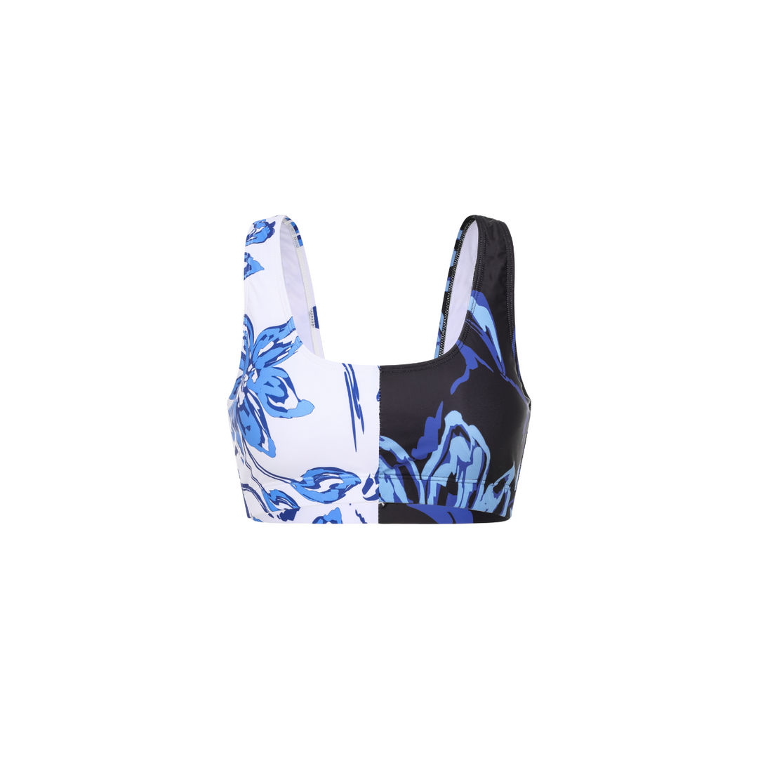 Color Block Printed Long Sleeve One Piece Surf Swimsuit and Skirt