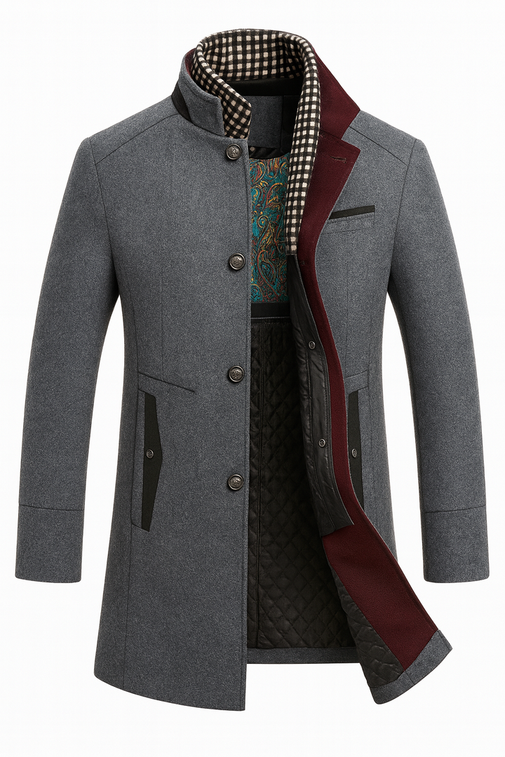 Tailored Long Coat in a Wool Blend Fabric
