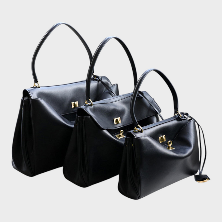 Cowhide Shoulder Bag with Magnetic Flap Closure