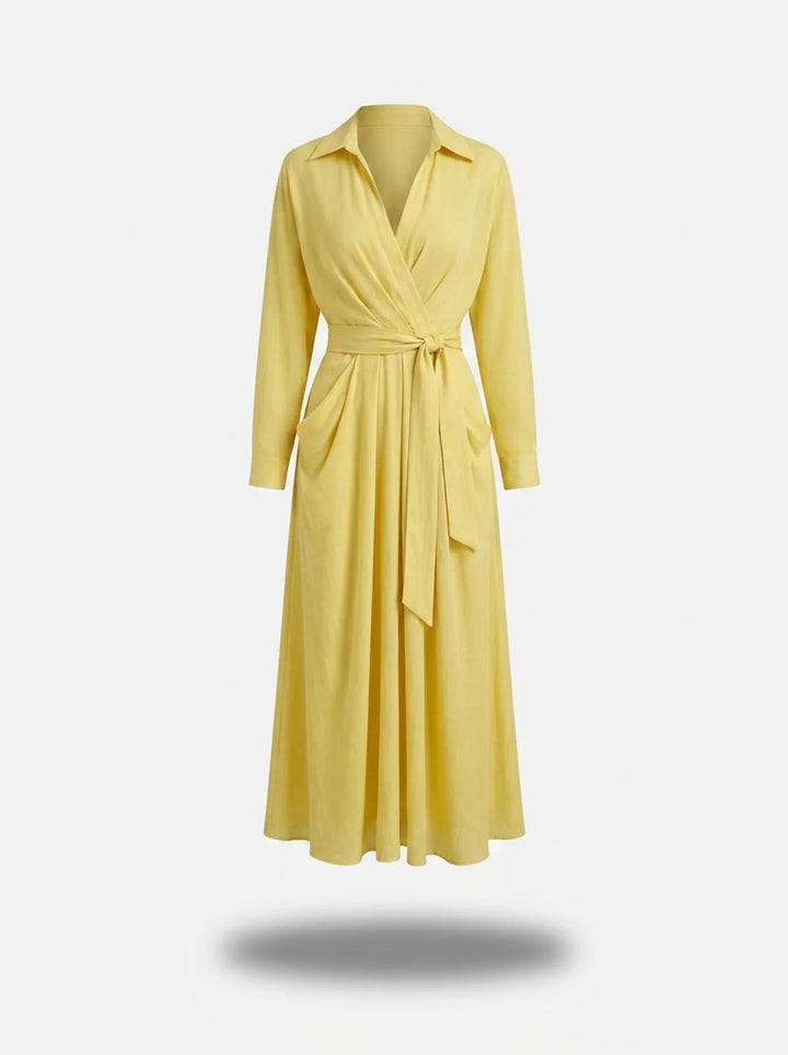 Casual Tie-Waist Shirt Maxi Dress