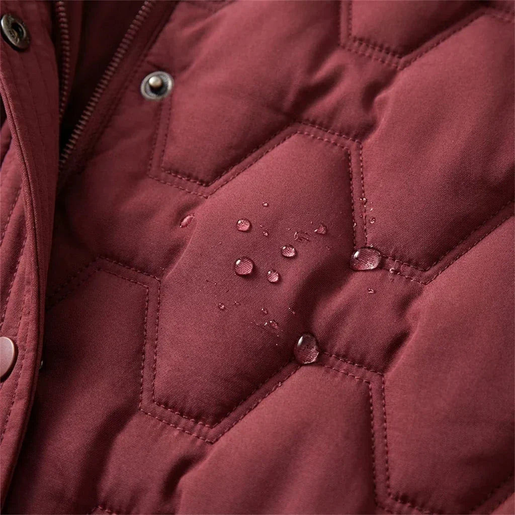 Insulated Long Jacket with Hood for Cold Weather