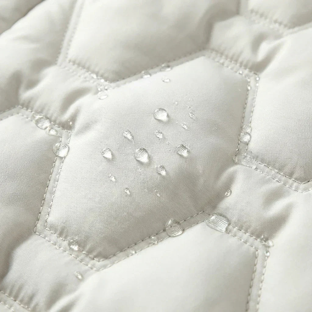 Warm Quilted Coat Reaching Below the Knee