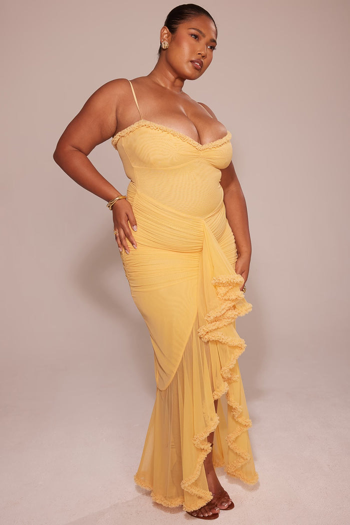 Lydia Waterfall Ruffle Gown