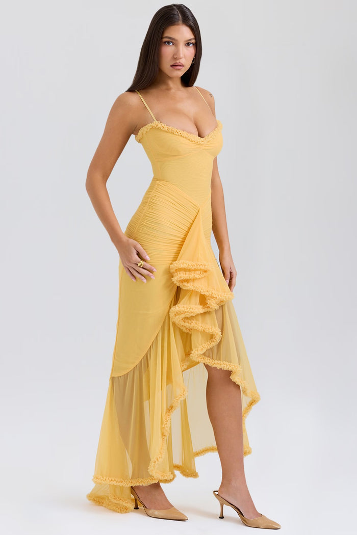 Lydia Waterfall Ruffle Gown