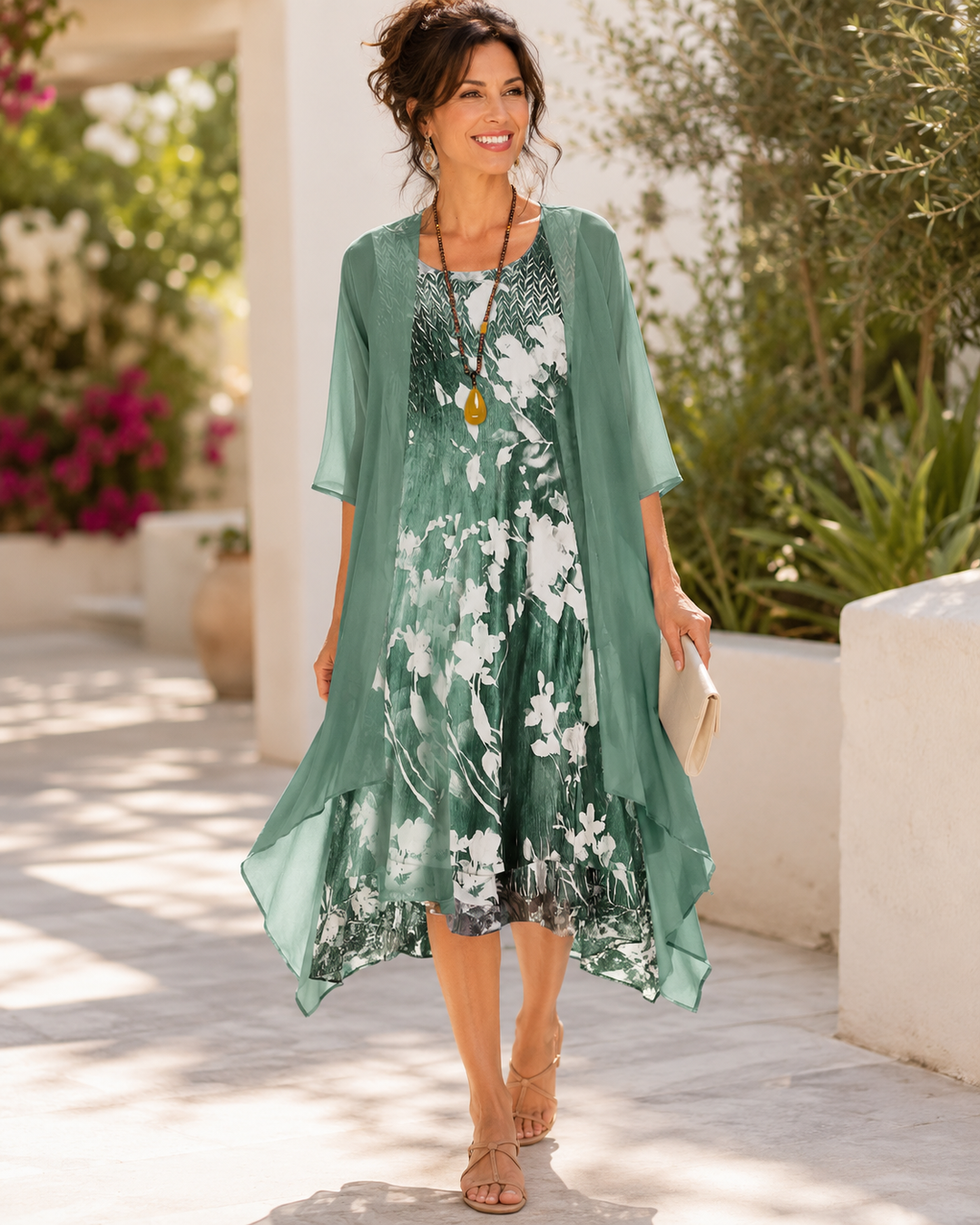 Olivia Two-Layer Floral Overlay Dress