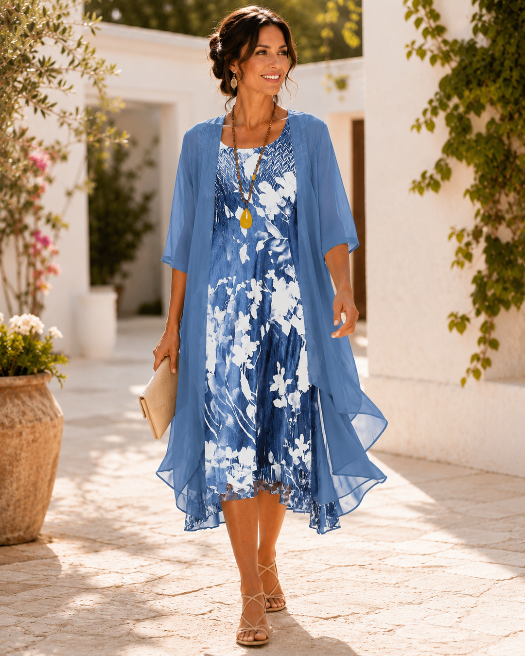 Olivia Two-Layer Floral Overlay Dress
