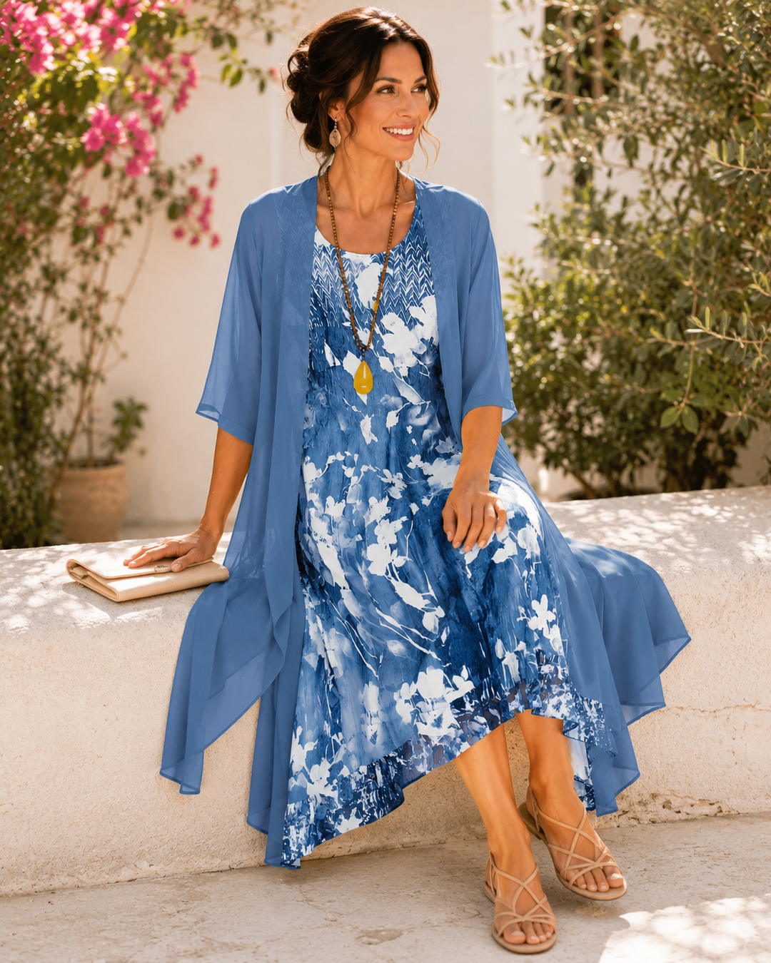 Olivia Two-Layer Floral Overlay Dress