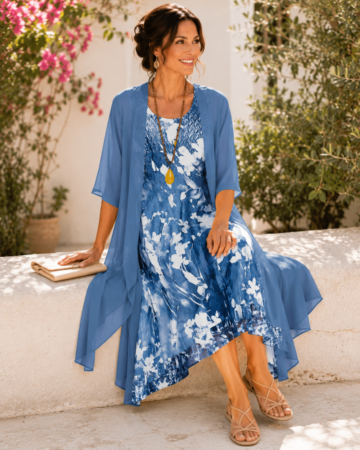 Olivia Two-Layer Floral Overlay Dress