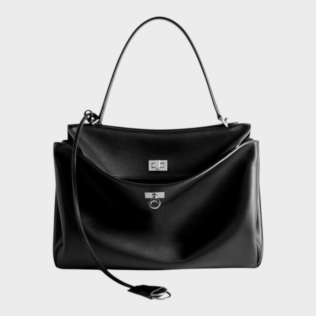 Cowhide Shoulder Bag with Magnetic Flap Closure