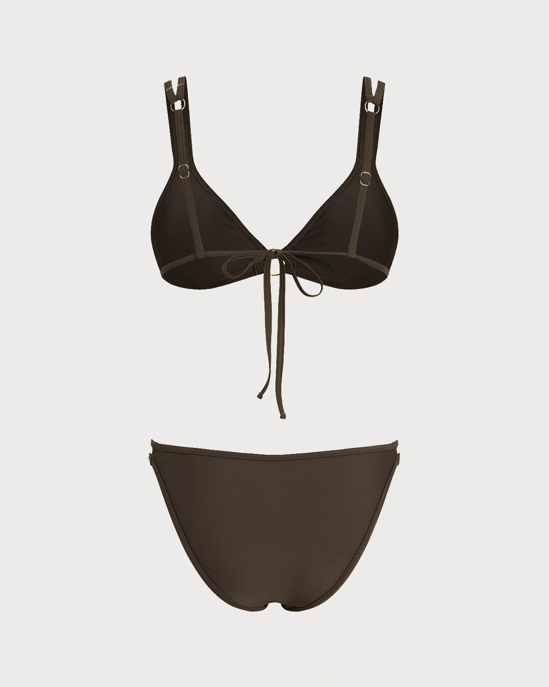 Clara & Sophia | Triangle O-Ring Bikini Set for Women in Coffee Color