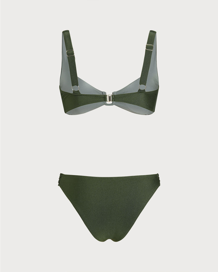 Clara & Sophia | Green Contrasting Bralette Bikini Set