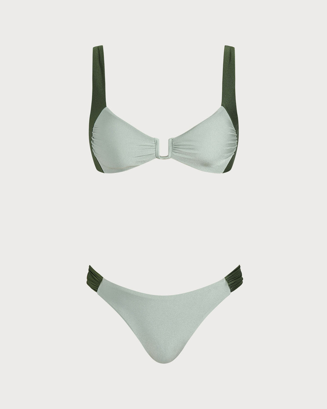 Clara & Sophia | Green Contrasting Bralette Bikini Set