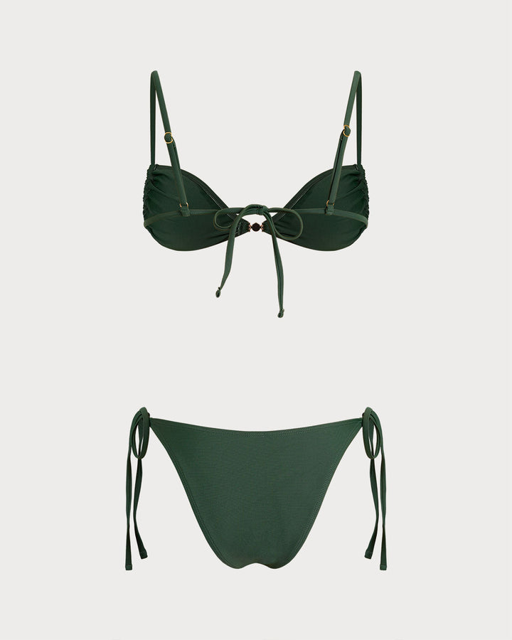 Clara & Sophia | Green Triangle Drawstring Bikini Set