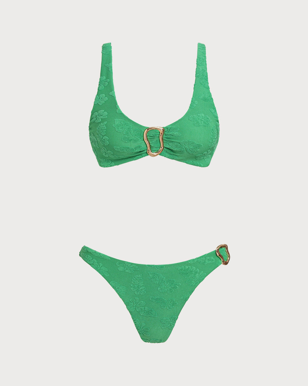 Clara & Sophia | U Neck Bralette Bikini Set for Women in Green