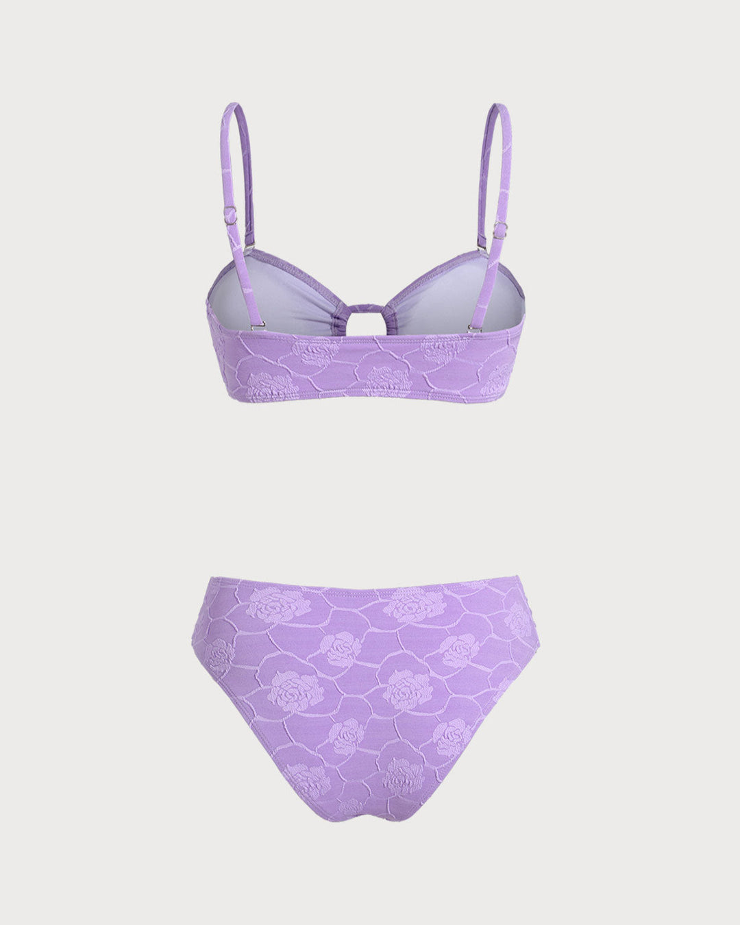 Clara & Sophia | Floral Textured Bandeau Bikini Set for Women in Purple