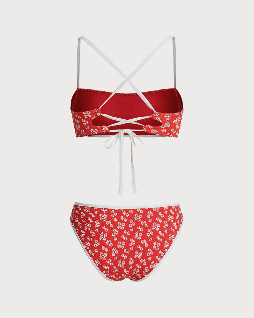 Clara & Sophia | Floral Bralette Bikini Set for Women in Red