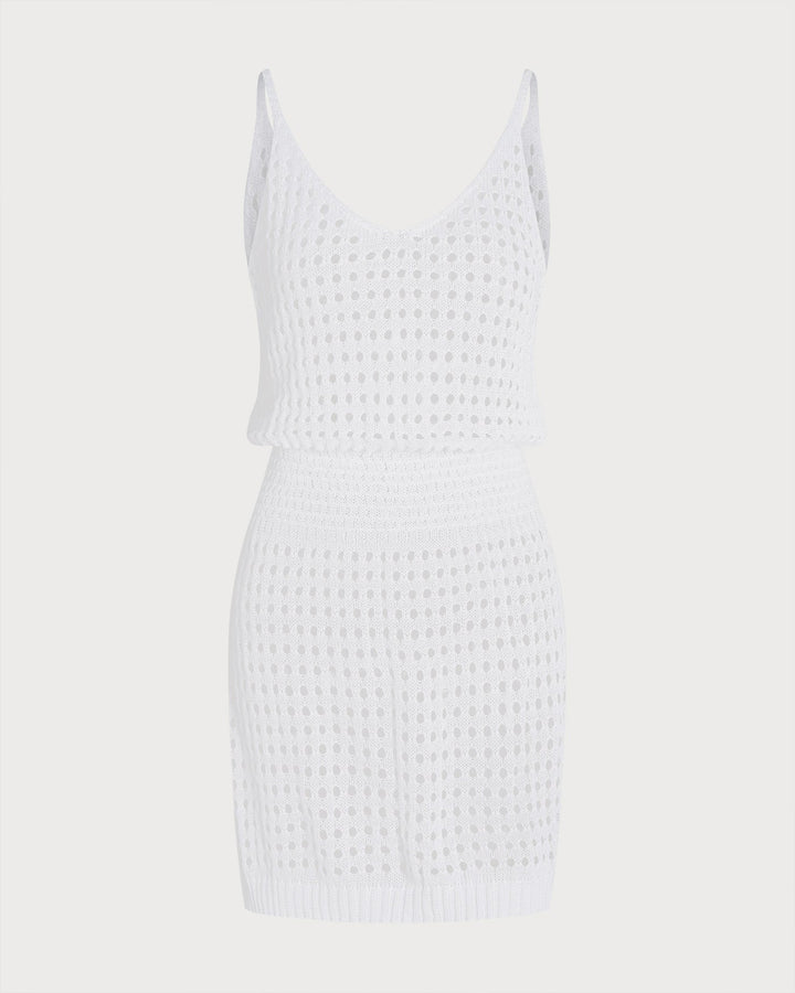 Clara & Sophia | White V Neck Cutout Cover-Up
