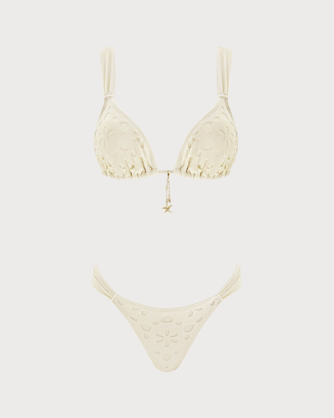 Clara & Sophia | Drawstring Triangle Bikini Set for Women in Off White