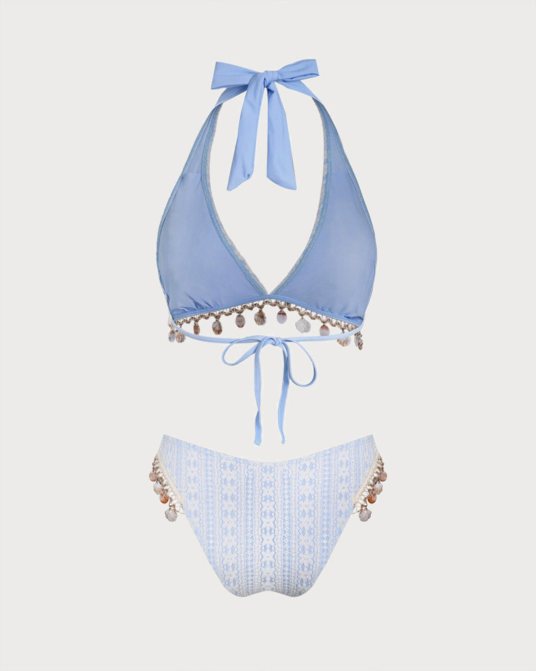 Clara & Sophia | Floral Halter Triangle Bikini Set, Women's, Blue