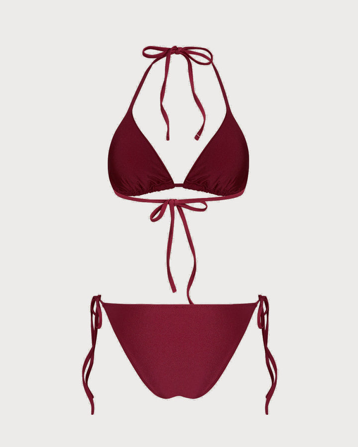 Clara & Sophia | Triangle Drawstring Bikini Set for Women in Red