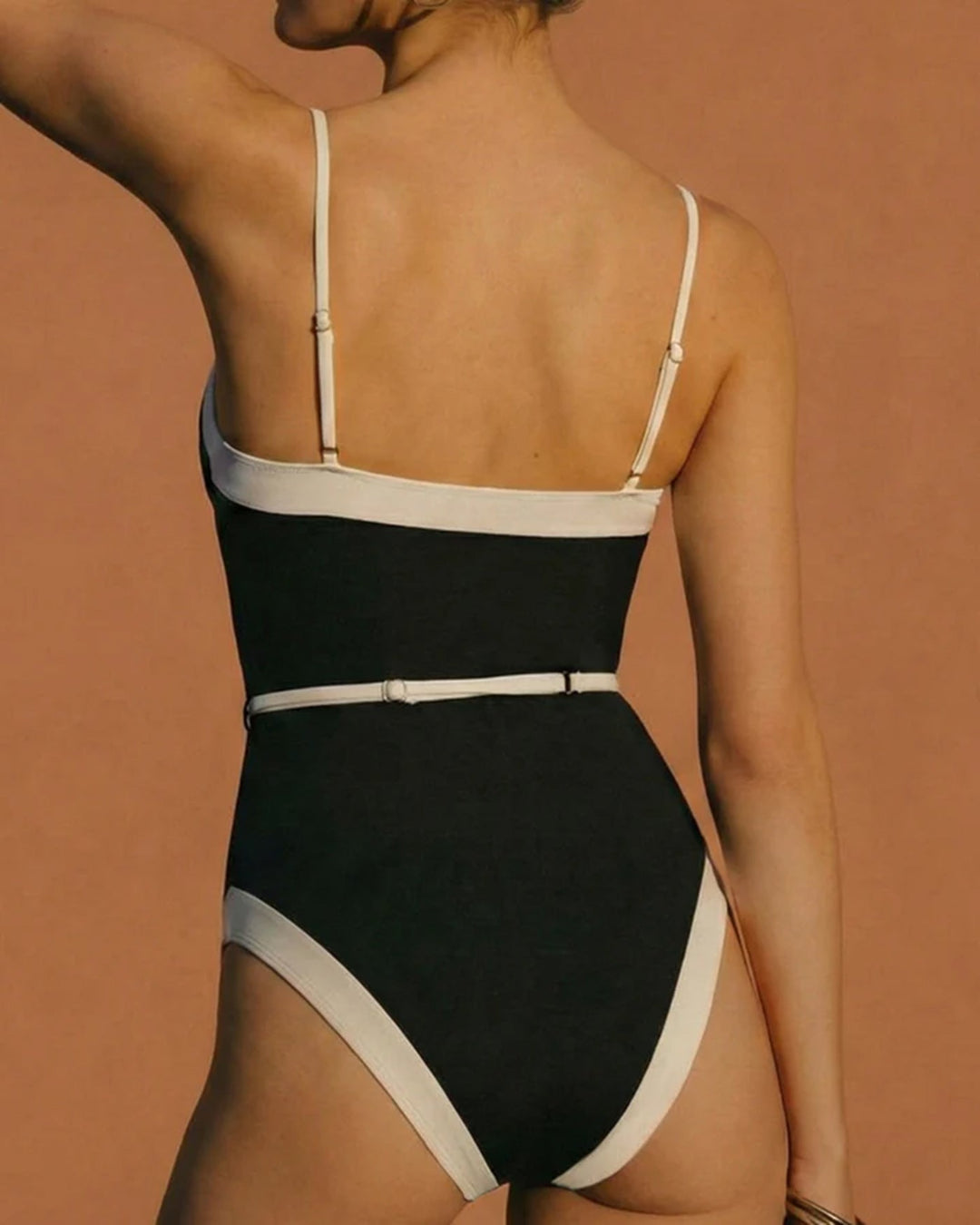 Clara & Sophia | Black V Neck One Piece Swimwear