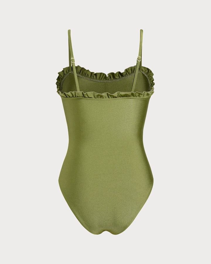 Clara & Sophia | Green Ruffle One Piece Swimwear for Women