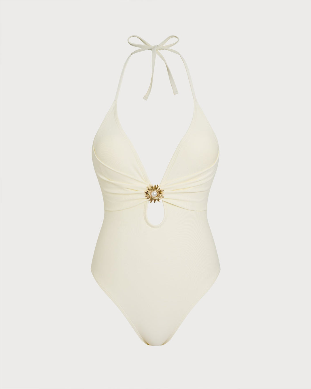 Clara & Sophia | Halter Bralette One Piece Swimsuit, Off White