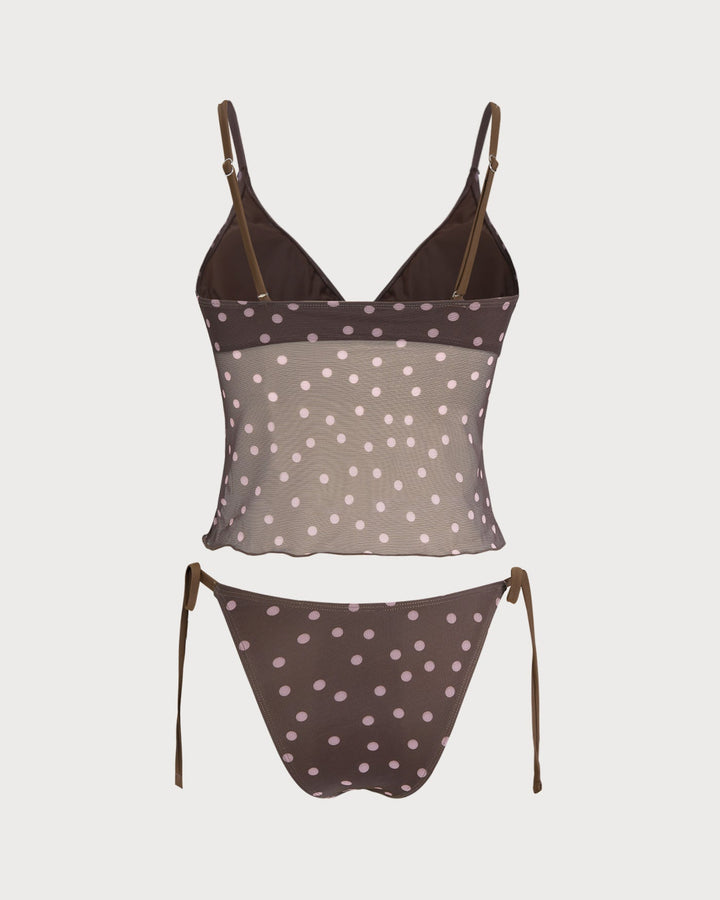 Clara & Sophia | V Neck Polka Dot Tankini Set for Women