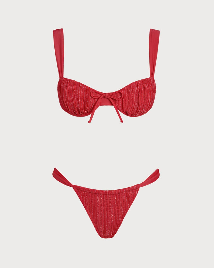 Clara & Sophia | Underwire Bikini Set for Women in Red Sequins