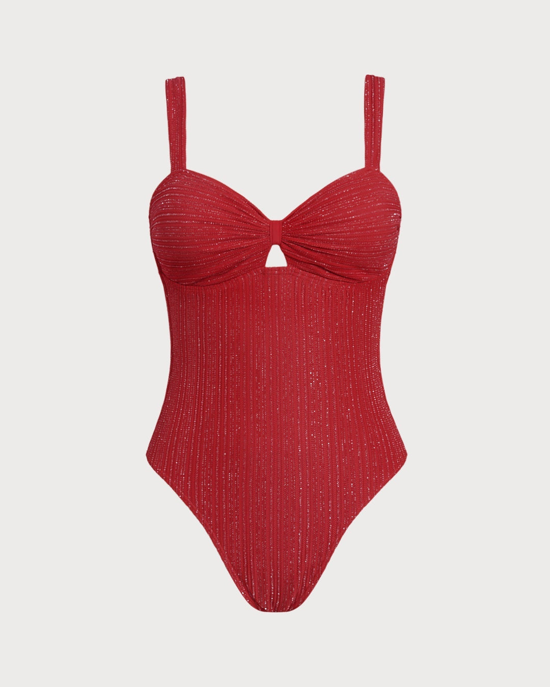 Clara & Sophia | V Neck Bralette One Piece Swimwear, Red