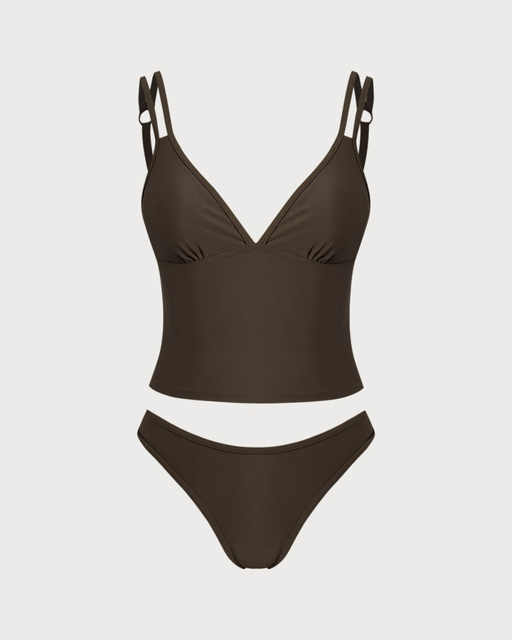 Clara & Sophia | High Stretch Tankini Set for Women in Coffee