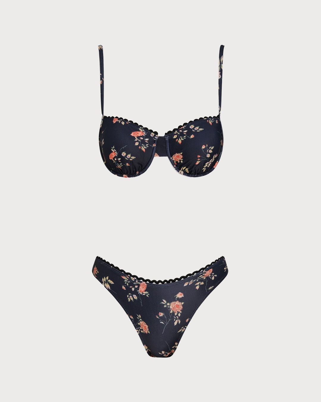 Clara & Sophia | Floral Underwire Bikini Set for Women in Navy