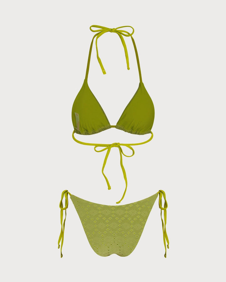 Clara & Sophia | Textured Triangle Bikini Set for Women in Green