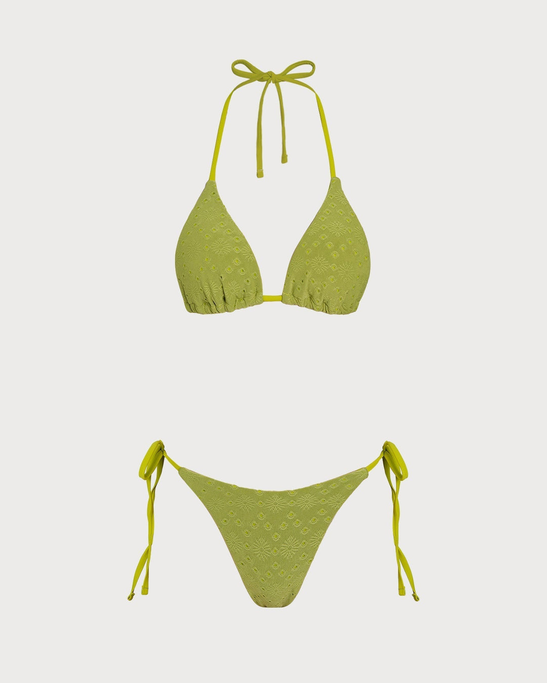 Clara & Sophia | Textured Triangle Bikini Set for Women in Green