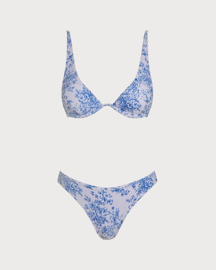 Clara & Sophia | Floral Underwire Bikini Set for Women in Blue