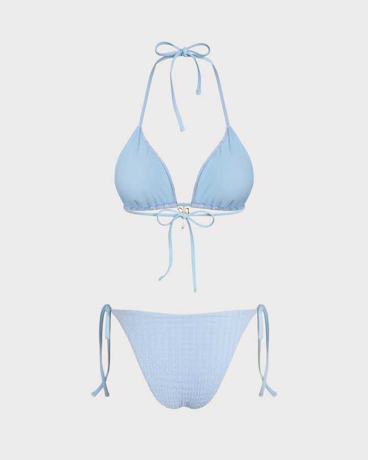 Clara & Sophia | Halter Triangle Bikini Set for Women in Blue