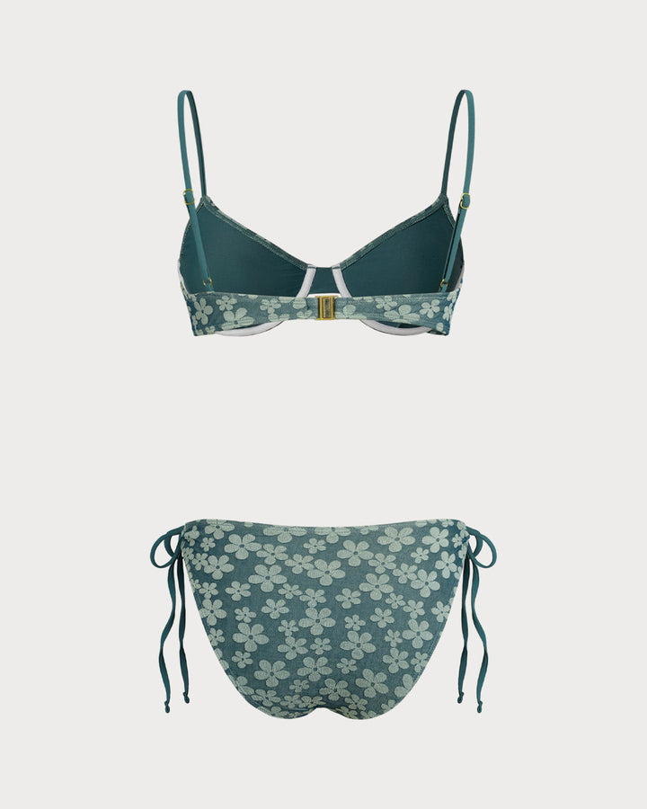 Clara & Sophia | Floral Underwire Bikini Set for Women in Green