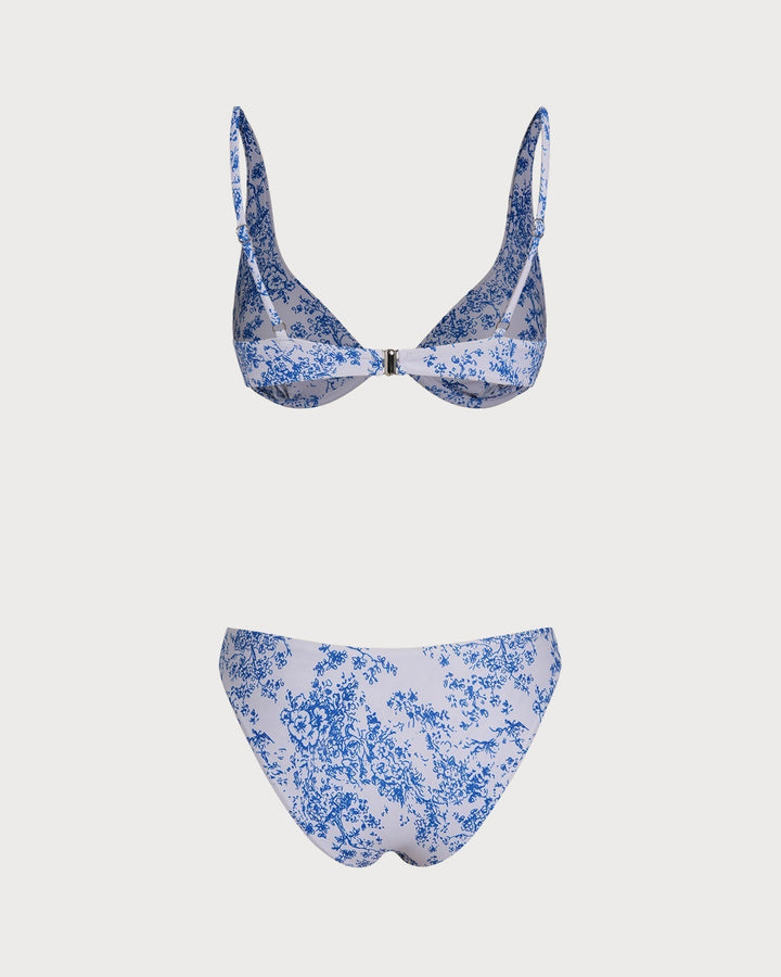 Clara & Sophia | Floral Underwire Bikini Set for Women in Blue