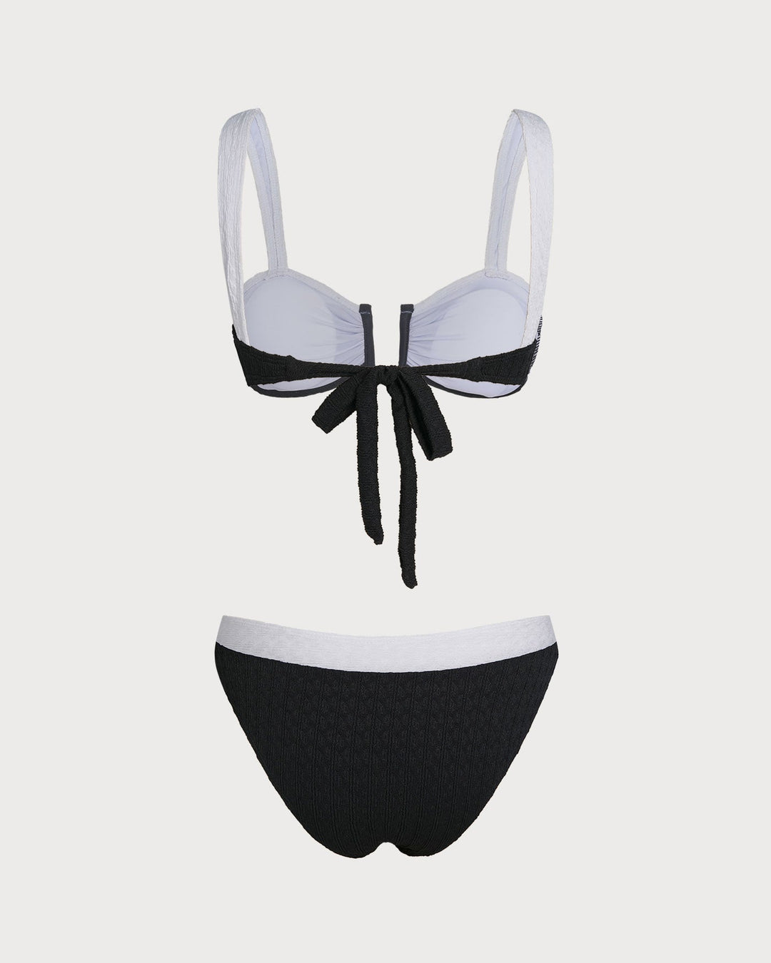 Clara & Sophia | Black Contrast U Neck Triangle Bikini Set