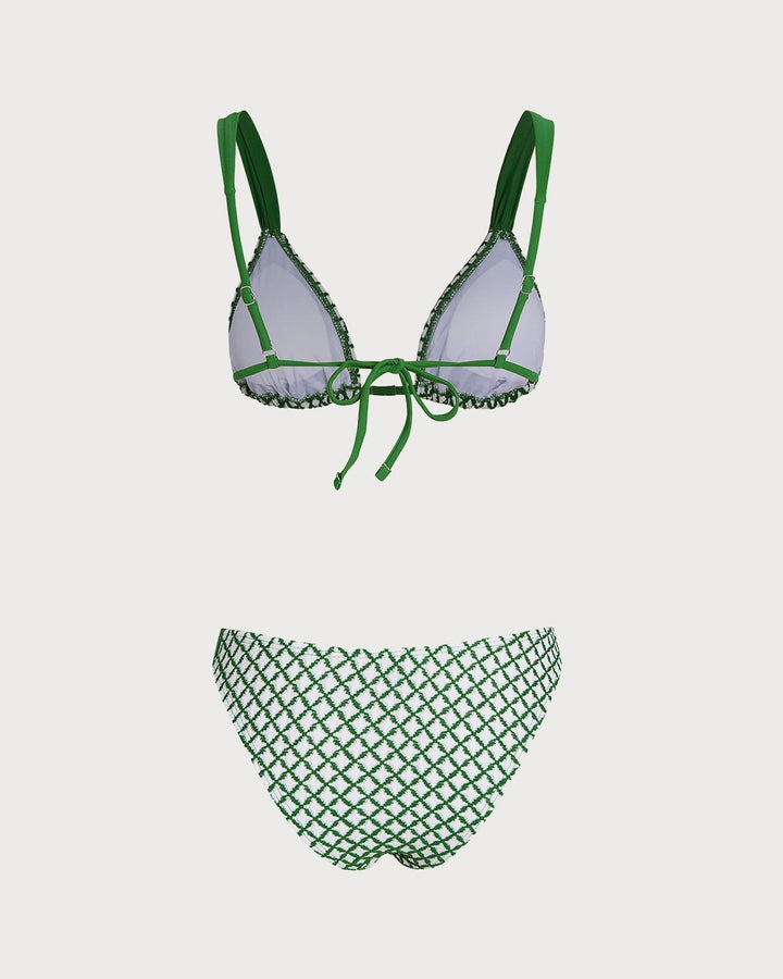 Clara & Sophia | Green Plaid Triangle Bikini Set