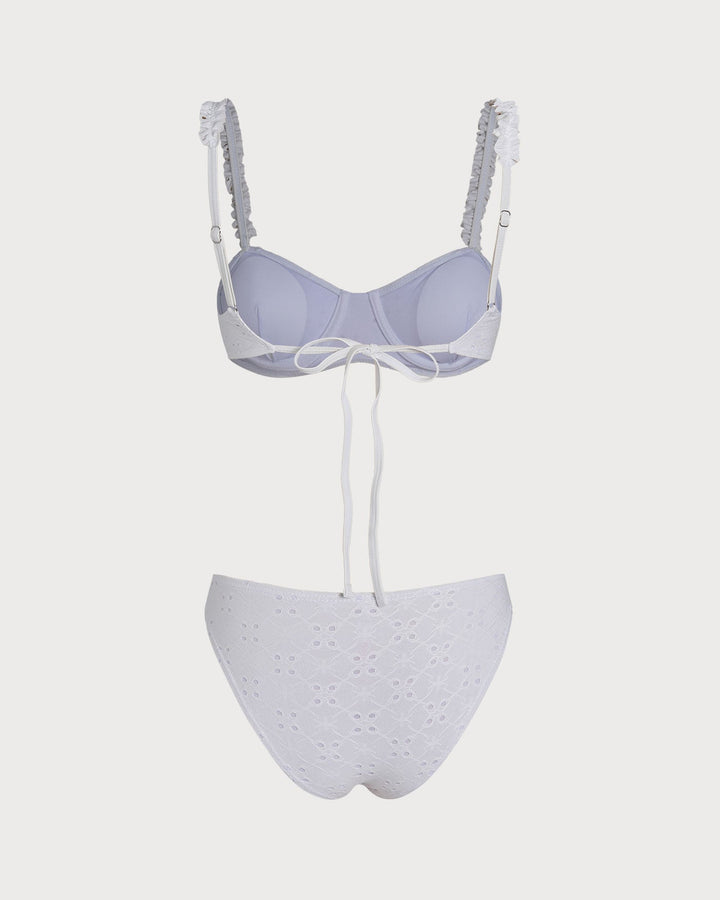 Clara & Sophia | White Jacquard Underwire Bikini Set
