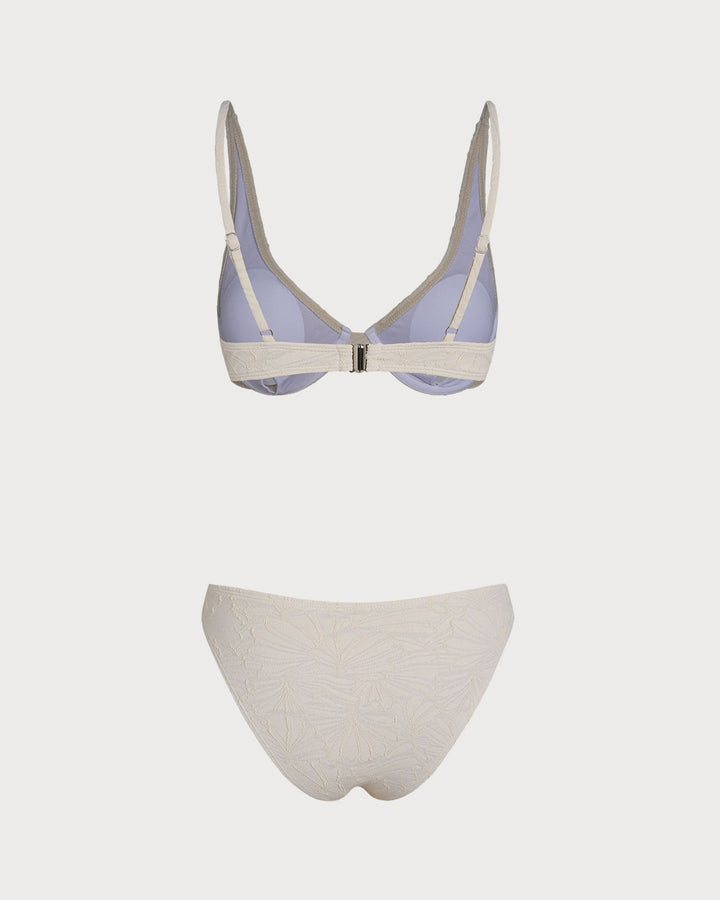 Clara & Sophia | Beige Jacquard Underwire Bikini