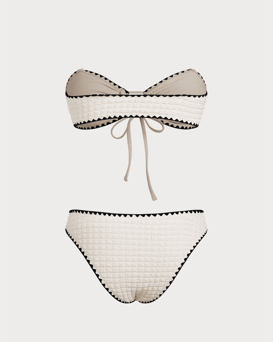 Clara & Sophia | Bandeau Bikini Set for Women in White with Contrasting Details