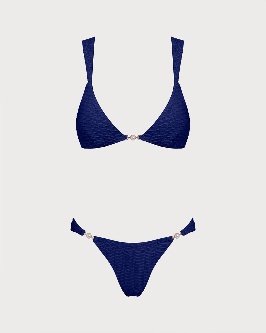 Clara & Sophia | Textured Triangle Bikini Set, Royal Blue