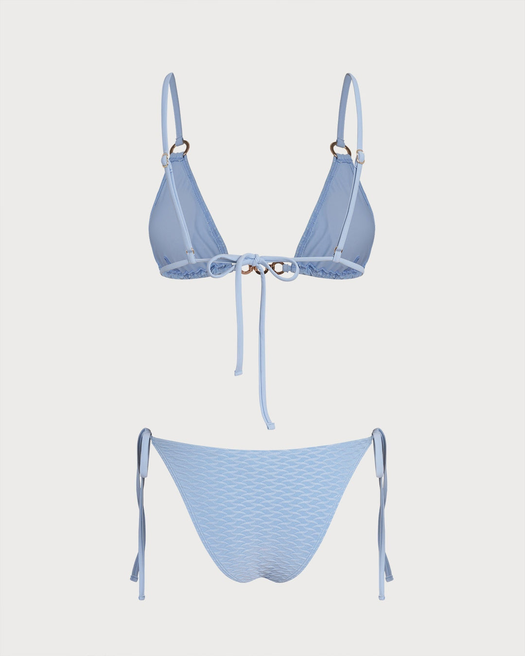 Clara & Sophia | Triangle Bikini Set for Women in Blue with V Neck and O-Ring Detail