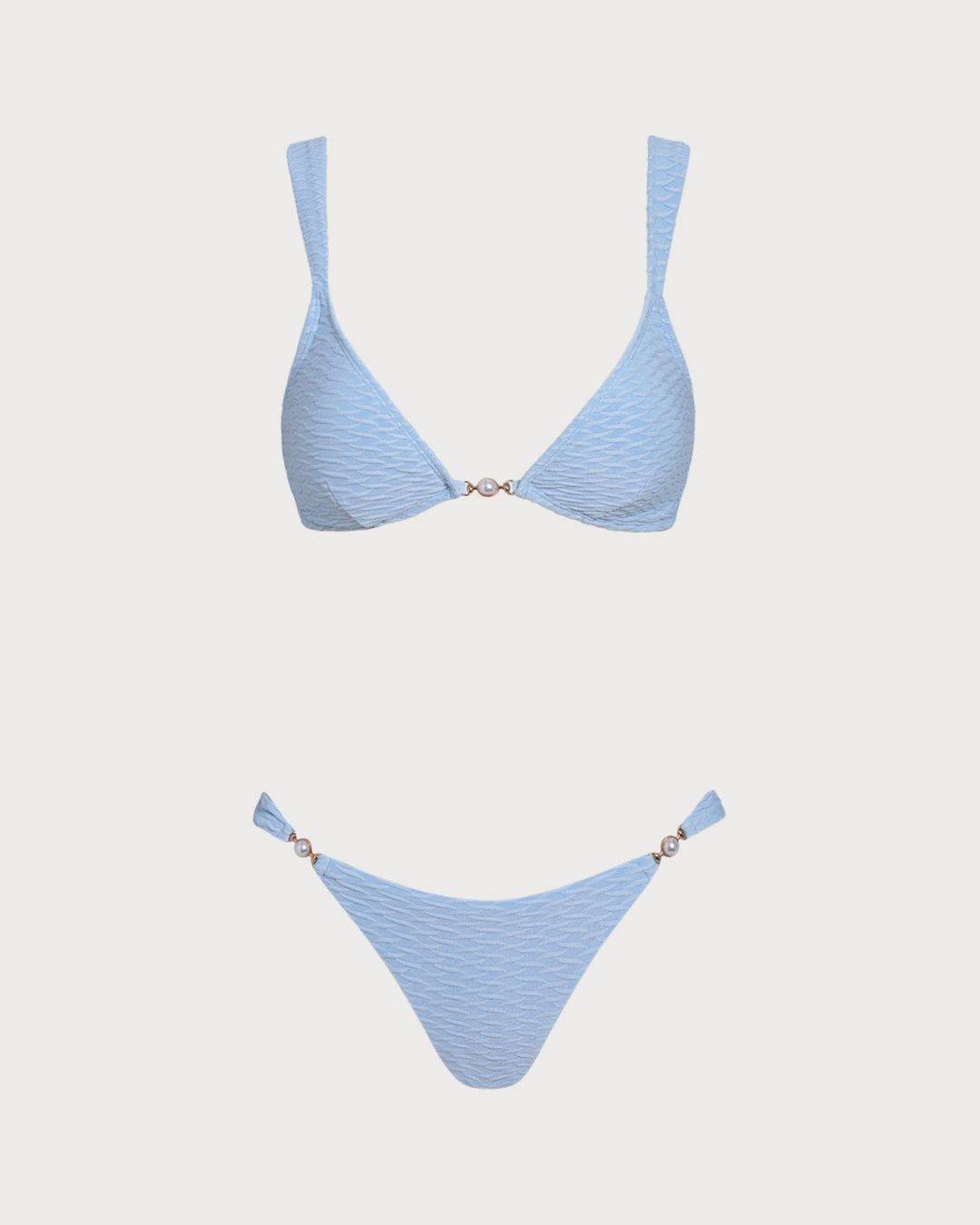 Clara & Sophia | Textured Triangle Bikini Set for Women in Blue